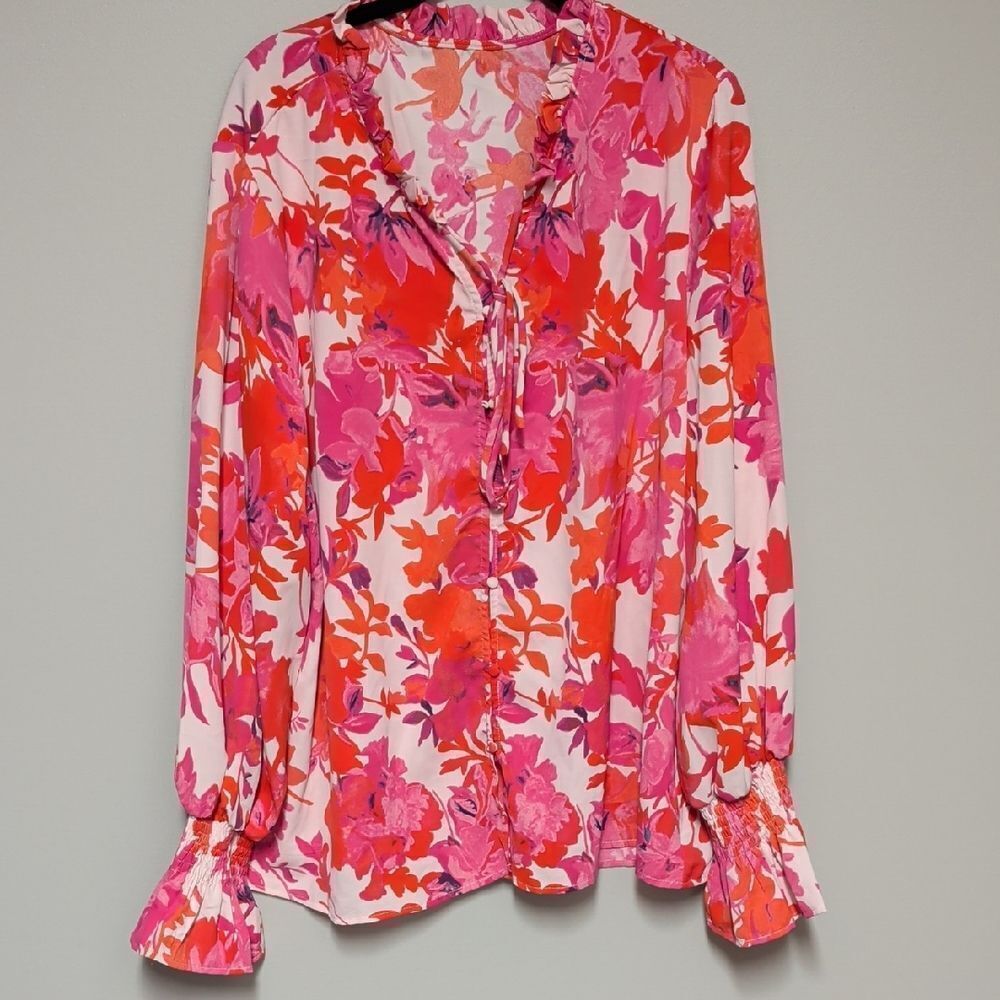 Floral Pink and Red Women's Top